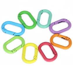 5pcs Metal Oval Ring Snap Hook Spring Gate Trigger Clasps Clips for Leather Craft Belt Strap Webbing Keychain Hooks Colorful