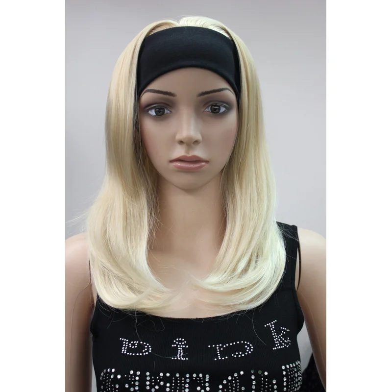 

Блондинка Mix 3/4 с повязкой на голову, прямой и волнистый синтетический женский полупарик