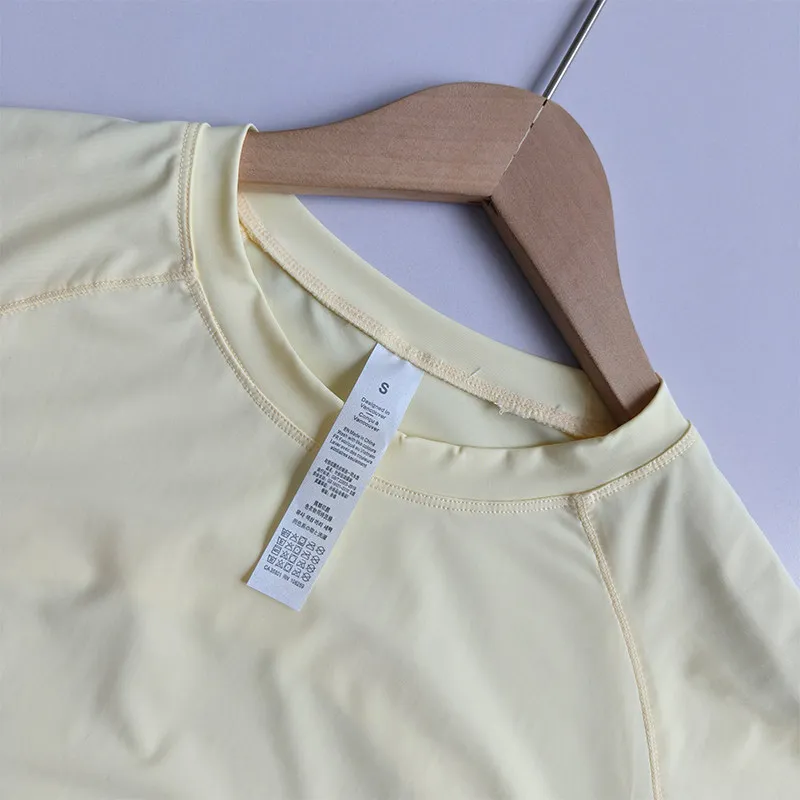 Damen-Yoga-Bekleidung aus Eisseide, kurzärmelig, locker, atmungsaktiv, Fitness-Trainings-T-Shirt, Sonnenschutz, lässig, zum Laufen, für Outdoor-Sportarten – Detail 10