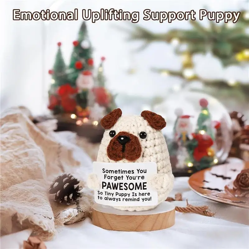 

Ручная вязаная шерстяная фигурка собаки, позитивная энергетическая карта, украшения для дома и офиса, комплект материалов для вязания крючком своими руками, аксессуары без бренда