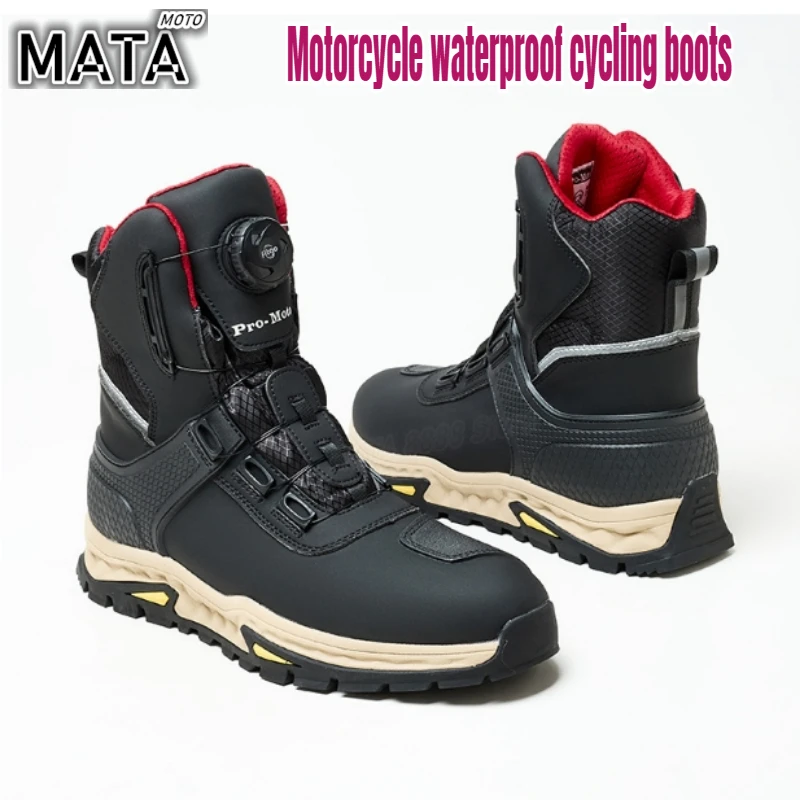 

Motorcycle Men Boots Waterproof Breathable Anti-fall Rider Road Racing Casual Boot Gear Shift Rubber Sole Reflective Bike Shoes