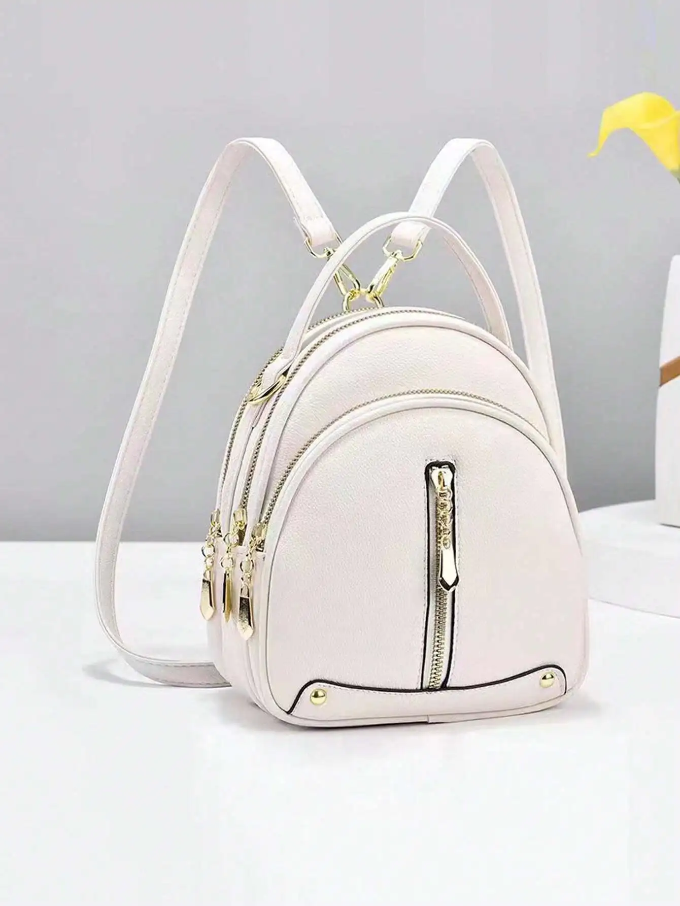 

New Fashion Women's Small Backpack, Multi-Functional Soft Leather Shoulder Bag With One Shoulder, Cross-Body And Handheld Option