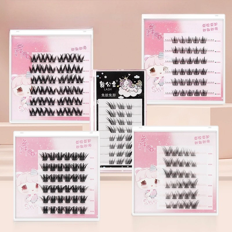 

6 Rows Sunflower False Eyelashes Self-adhesive Natural Segmented Fake Eyelash Lazy Trilogy Manga Lashes Beauty Makeup Tools