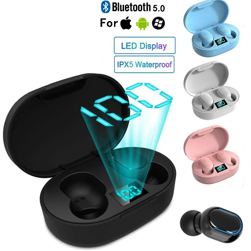 TWS E7S Sem Fio Bluetooth Earbuds, Original E7S, Fones De Ouvido, Display LED, Touch Control, Microfone À Prova D' Água, Fones De Ouvido para Xiaomi, Huawei