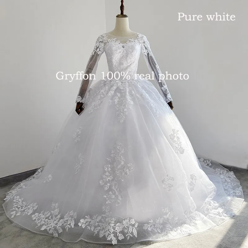 Vestido De Noiva abiti da sposa a maniche lunghe abito da ballo classico con scollo a v abito da ballo di lusso De Mariee personalizza