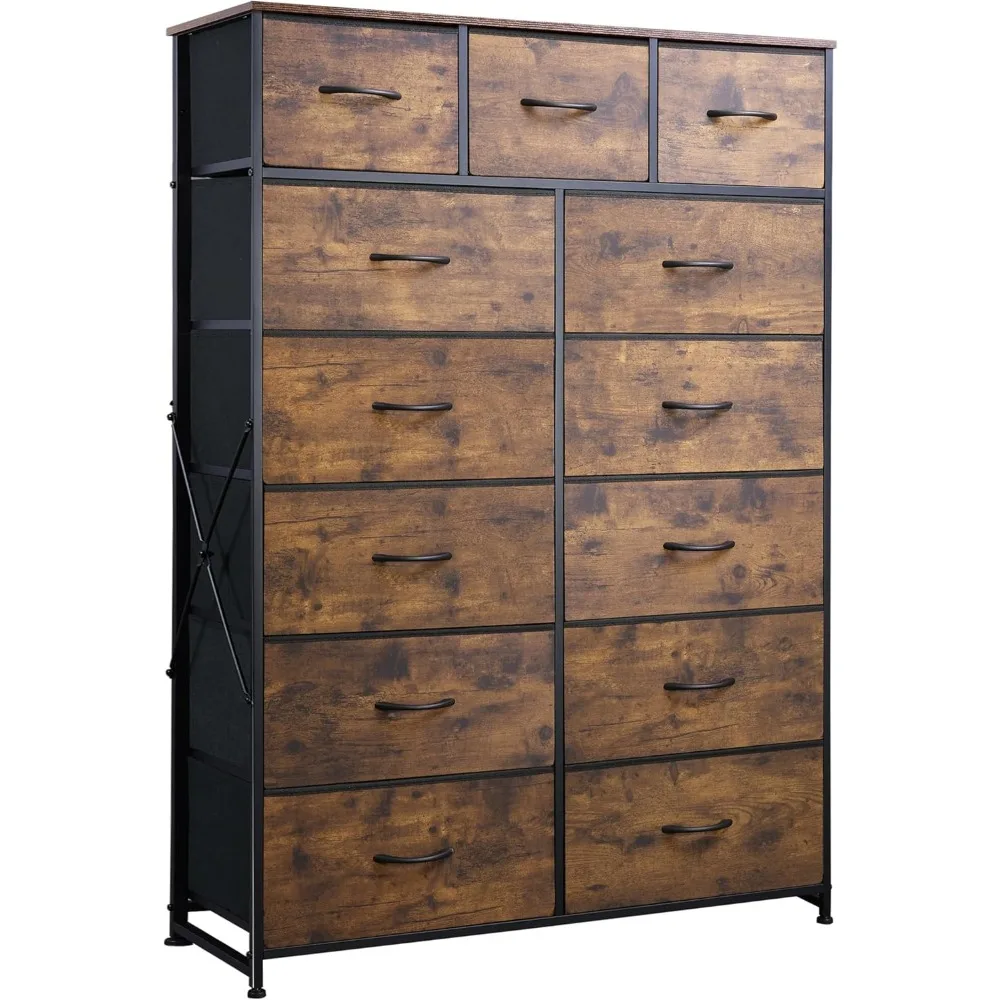

Storage Organizer Unit with 13 Fabric Bins, Storage Drawers Organizer with Steel Frame, Tall Storage Tower Organizaton for