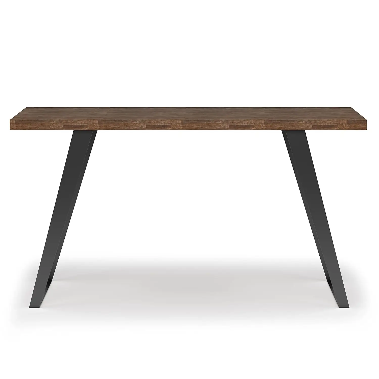 54 Inch Wood Writing Desk Rustic Brown Industrial Home Office Computer Table Angled Metal Legs, Customized