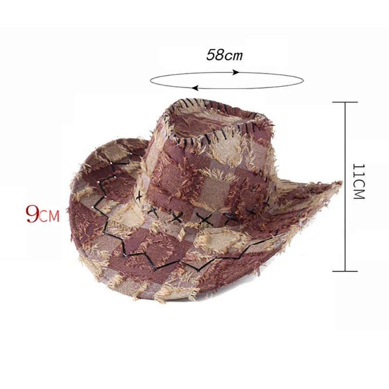 Chapeau de soleil à carreaux en Denim, casquette seau à large bord, chapeau de Cowboy occidental, protection solaire, Camping en plein air, voyage, chapeau de pêcheur