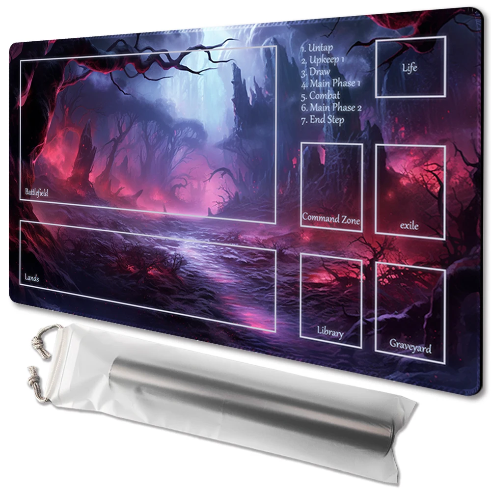 Crimson Forest - Board Game TCG Playmat Table Mat Game Size 60X35 CM Mousepad Compatible for MTG CCG