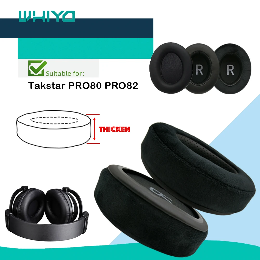 Whiyo Replacement Ear Pads for Takstar PRO80 PRO82 Headphones Cushion Velvet Earpad Cups Earmuffes Cover