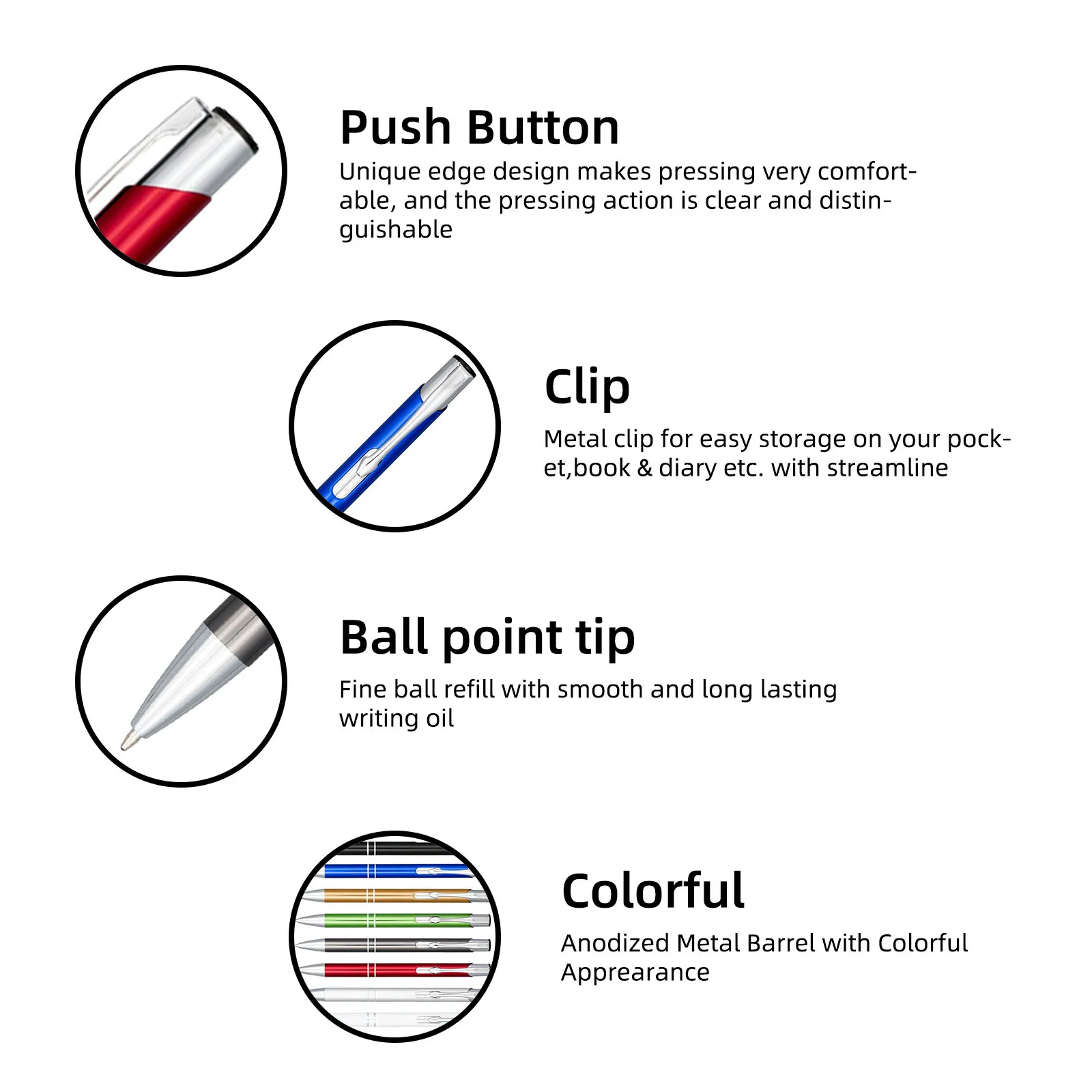 10pcs Customize Logo Pen Gift Ball Pens Free Engraved Metal Barrel Promotional Smooth Writing Stationery Show Display Wedding