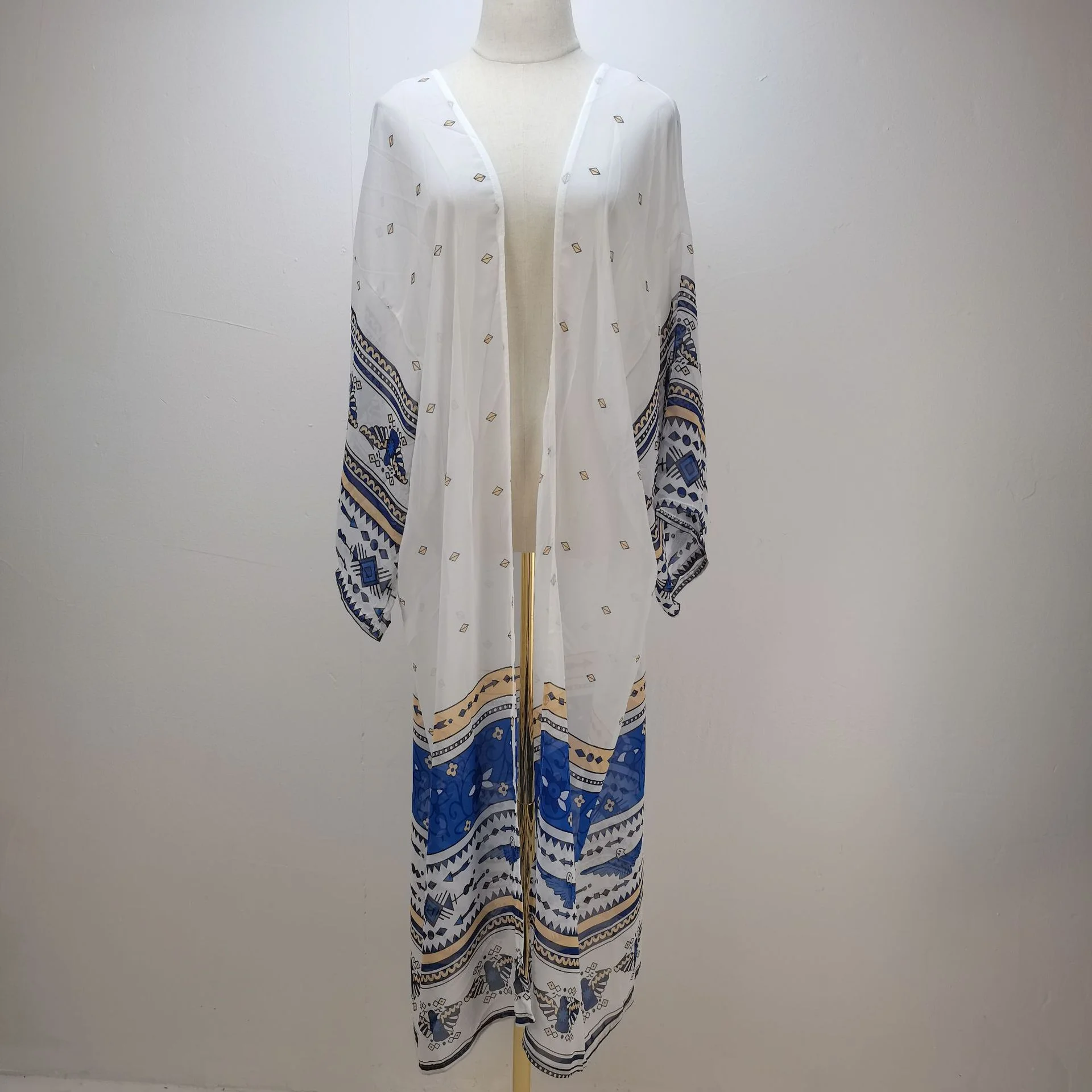 

Women's Floral Print Long Kimono Cardigan Beach Bikini Cover Up Summer Chiffon Maxi Robe