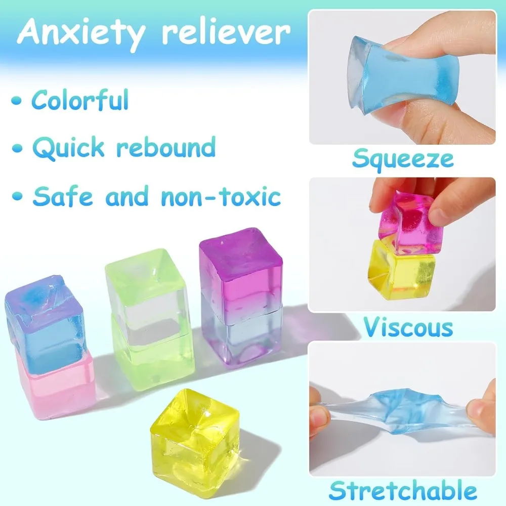 10-60 Stück Sensorische Fidget-Würfel Eiswürfel Quetschbare Stressabbau-Handtherapie für Erwachsene Klassenzimmerpreis – Detail 3