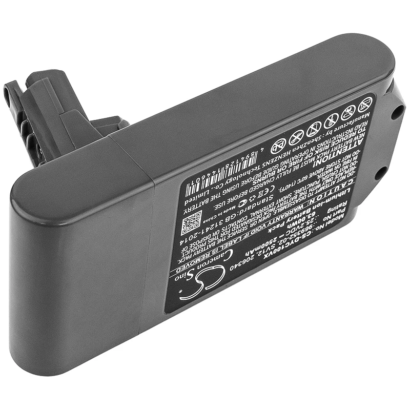 

Li-ion Vacuum Battery for Dyson, 25.2V, 2500mAh, Compatible Models: V10 Absolute, V10 Animal