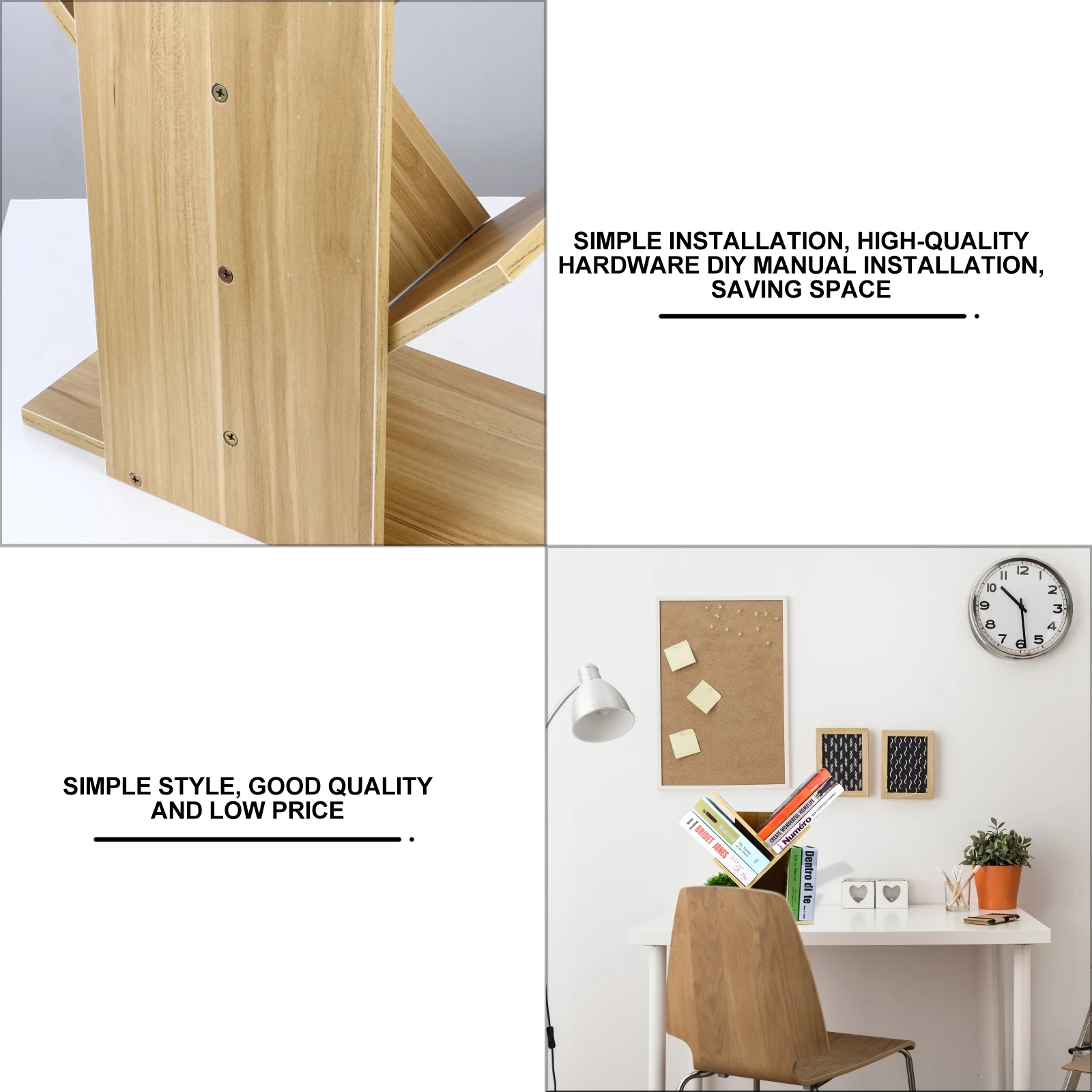 

Desktop Bookshelf Three Layer Storage Rack Simple Bookcase Shelving Holder Textbook Magazine Study Bedroom Living Room Kids