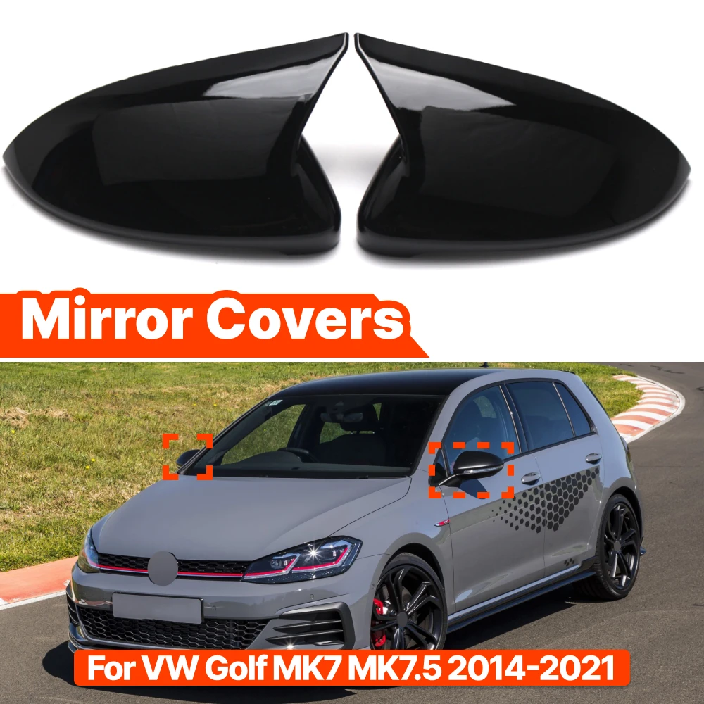 

1 Pair Horn-Style Rearview Side Mirror Cover Sticker Wing Cap Trims Exterior Accessories For VW Golf MK7 MK7.5 2014-2021