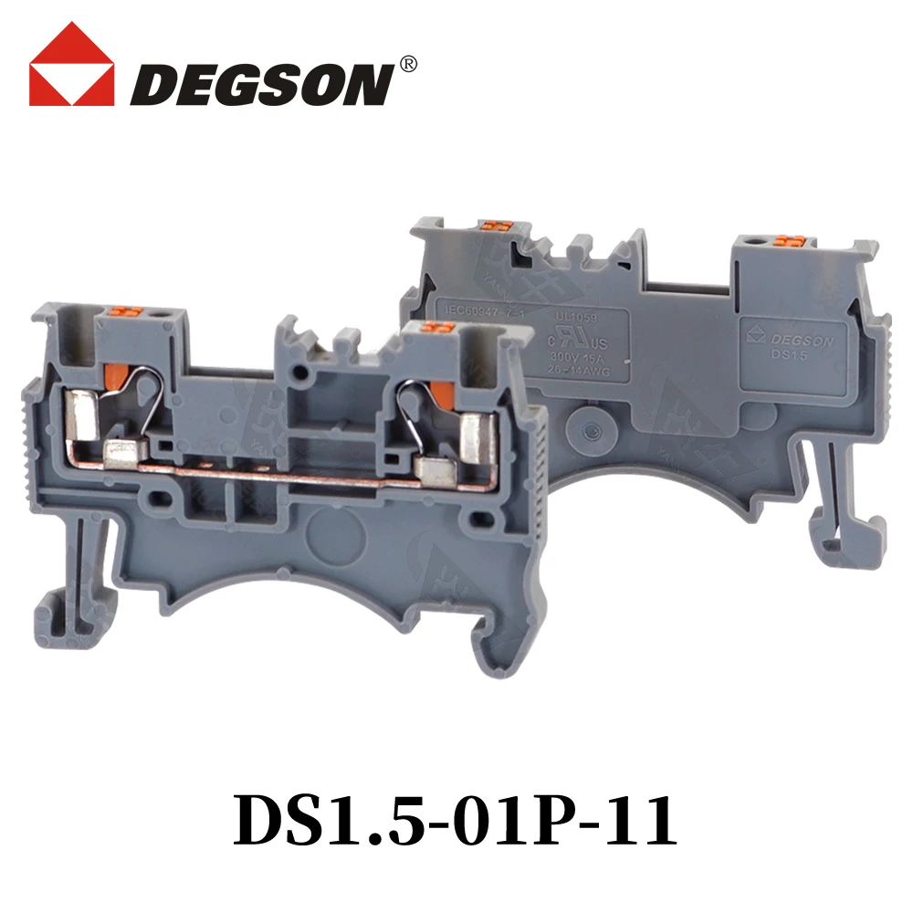 10Pcs DS1.5-01P-11-00ZH/AH DEGSON 2-CONDUCTOR FEED-THROUGH CONNECTOR DIN 35 RAIL DIN TERMINAL BLOCK