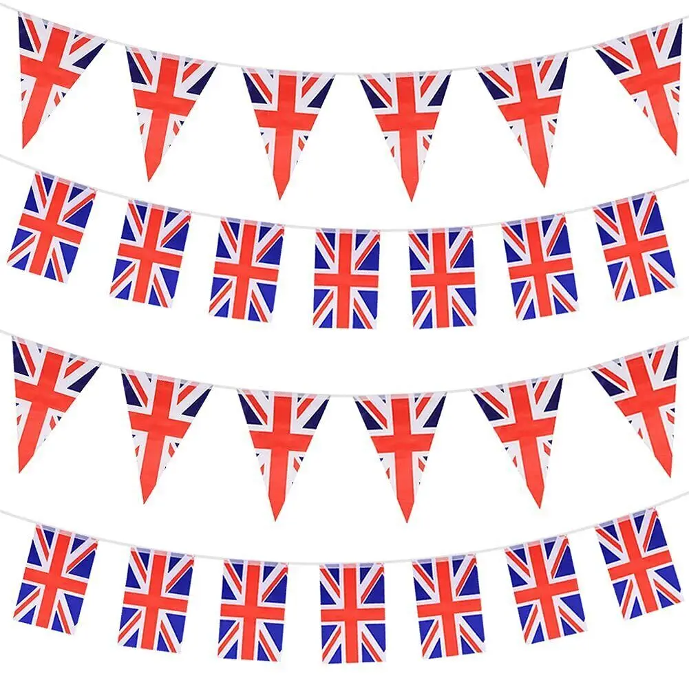 20/40M Vintage British Union Jack Flag Cotton Fabric Reuse Bunting Football UK