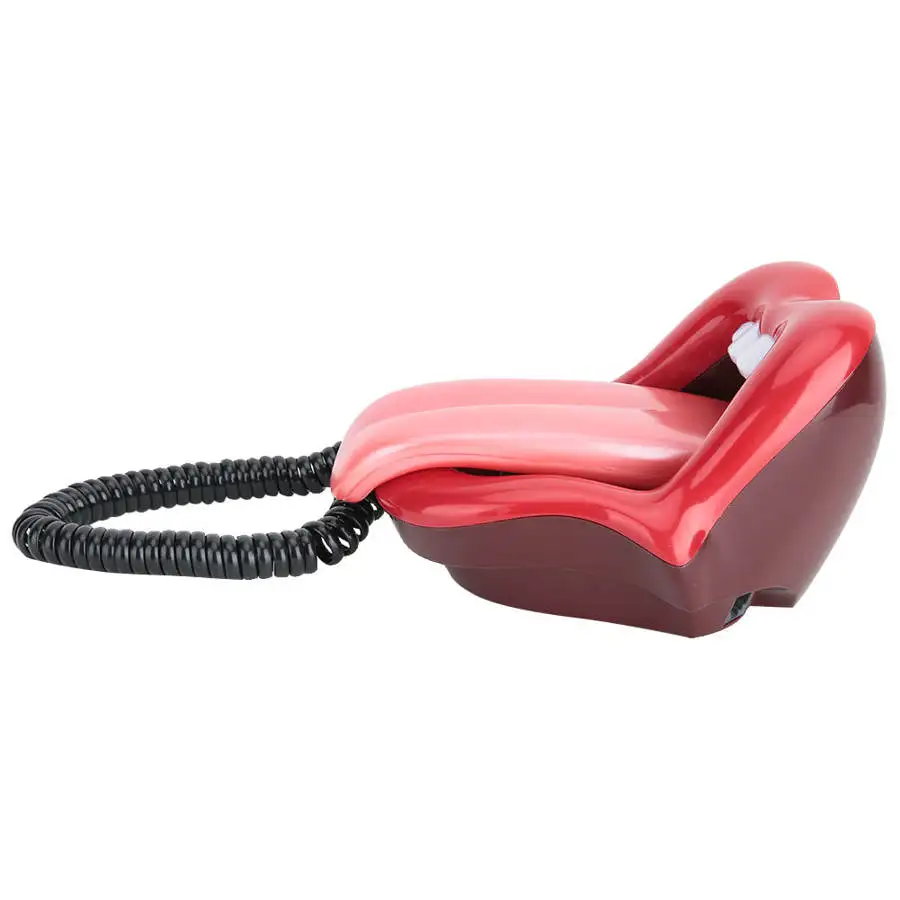 Multi-Functional Home Phone  Red Large Tongue Shape Telephone Desk Corded Fixed Landline Phone Mouth Telephone for Home Hotel