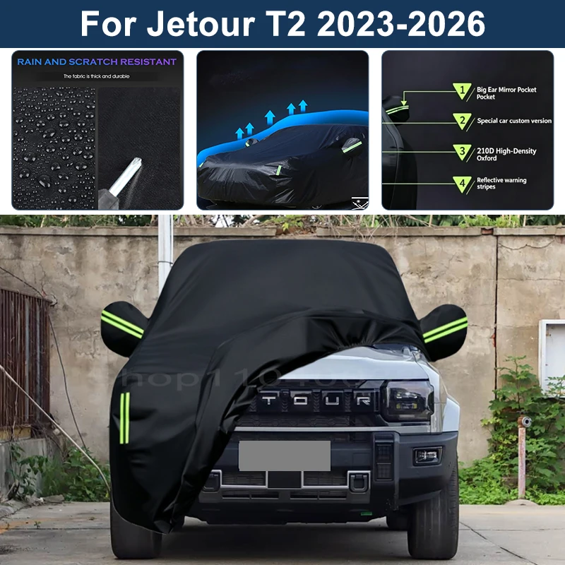 Auto Exterior Sun-Snow Protective Car Cover For Jetour T2 2023 2024 2025 2026 Waterproof Dustproof Anti-UV Outdoor Cover