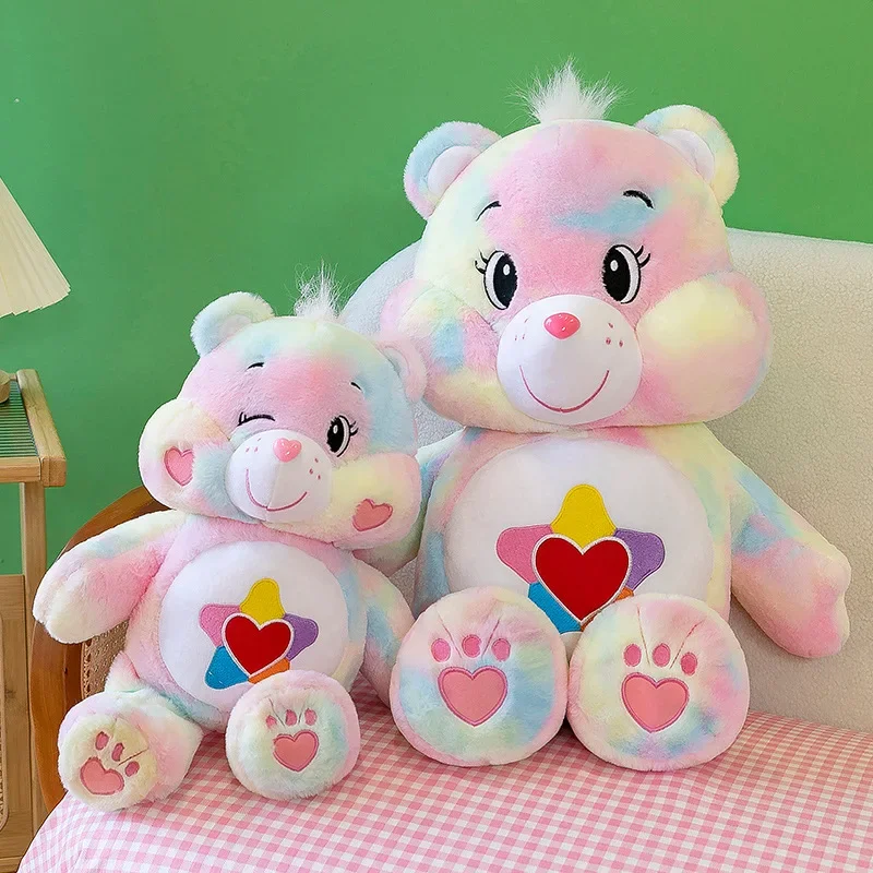 Kawaii Rainbow Bear Doll 35cm Anime Big Eyes Carebears Plush Pillow Child Toy Birthday Present Cartoon Ornaments Home Decoration