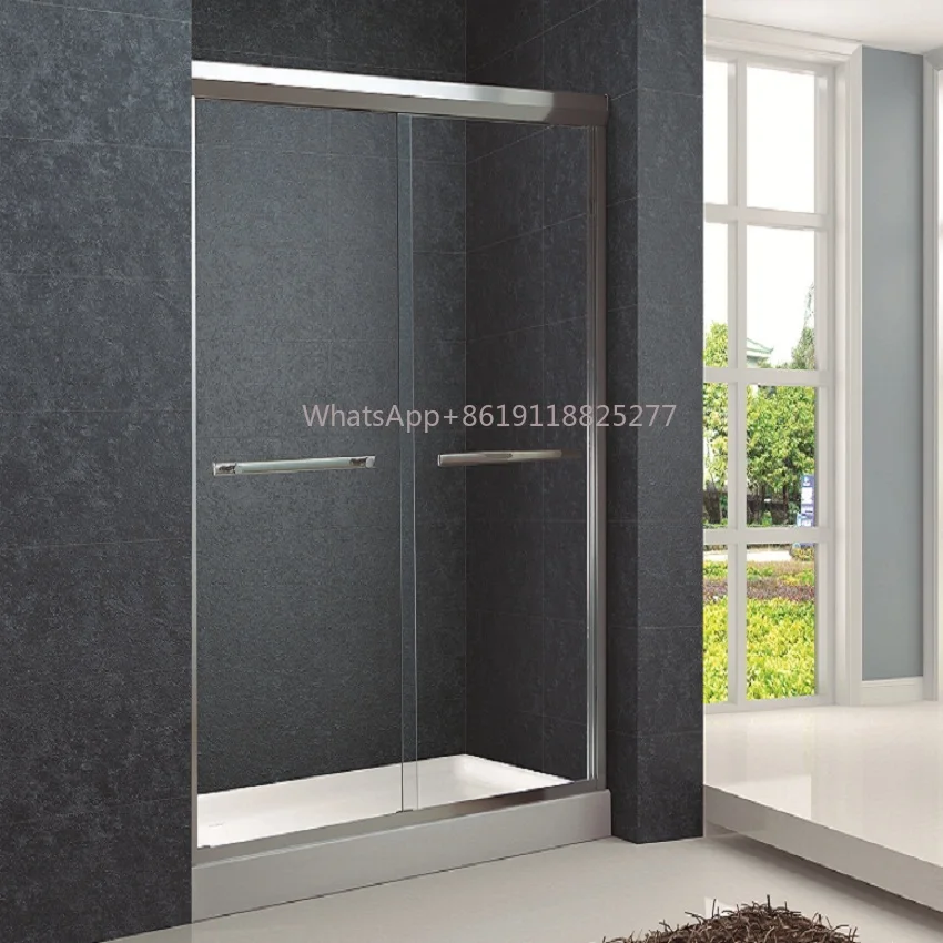 

Bathroom Glass Shower Door (KD6004) Kmry Sliver Aluminium Frame Double Sliding Bath Shower Screens