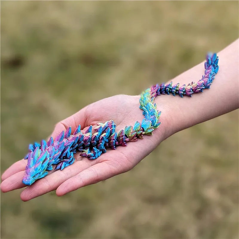 قطعة واحدة من تمثال التنين الأحجار الكريمة المطبوعة ثلاثية الأبعاد-ديكور مكتب بلاستيكي قزحي الألوان، مثالي لغرفة النوم والمكتب، هدية مثالية لعيد الميلاد #4