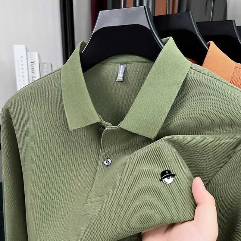 Spring and Autumn Fashion Hot Selling Brand New Cartoon Doll Face Embroidered Comfortable 100% Pure Cotton Breathable Polo Shirt