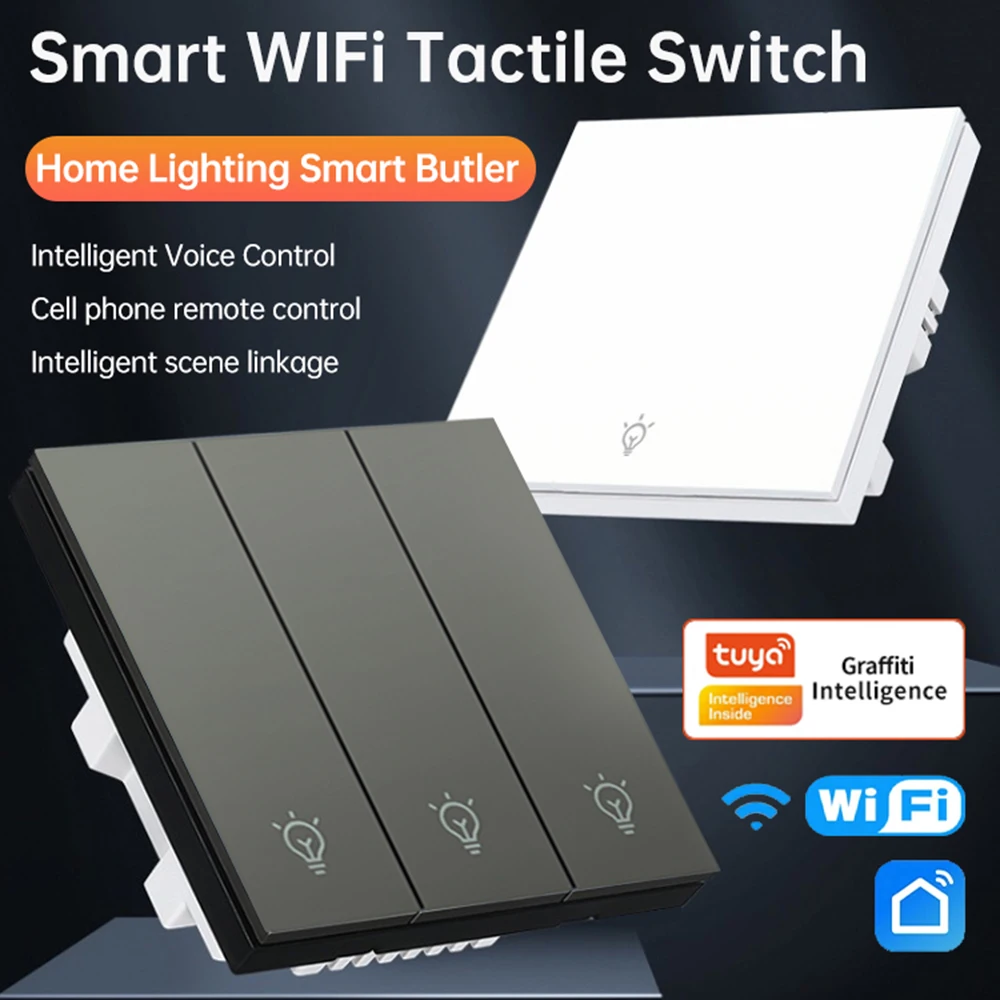 Tuya WiFi Smart Light Switch Button Switch 1 2 3 Gangs Smart Life APP Remote Control Voice Control Timer Switch
