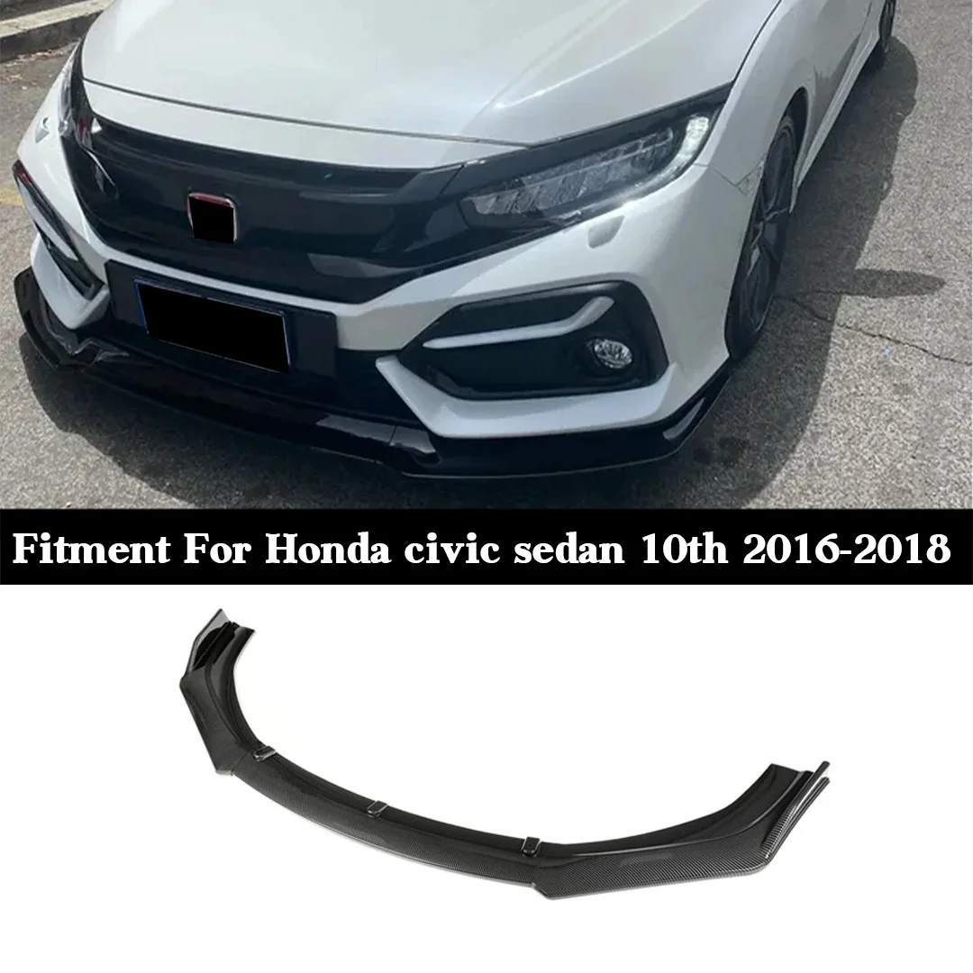 

For Honda Civic 10th Gen 2016-2021 Front Bumper Lip, Lower Splitter Spoiler Body Kit for Civic Sedan 4-Door, Tuning Accessories