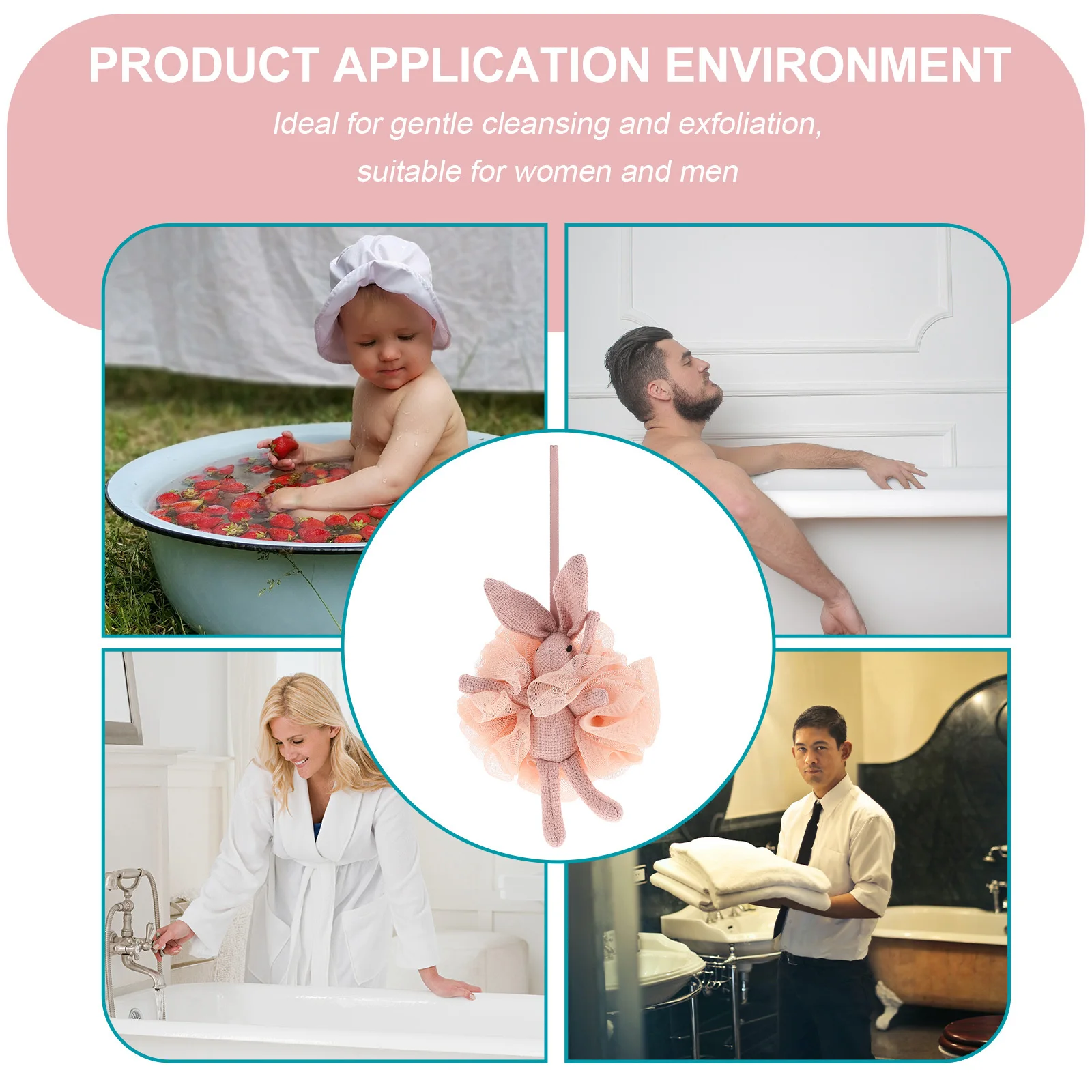 Badballen Konijnvormige Draagbare Huishoudelijke Douche Badaccessoire Voor Thuis Hotel Badkamer Supply Exfoliërende