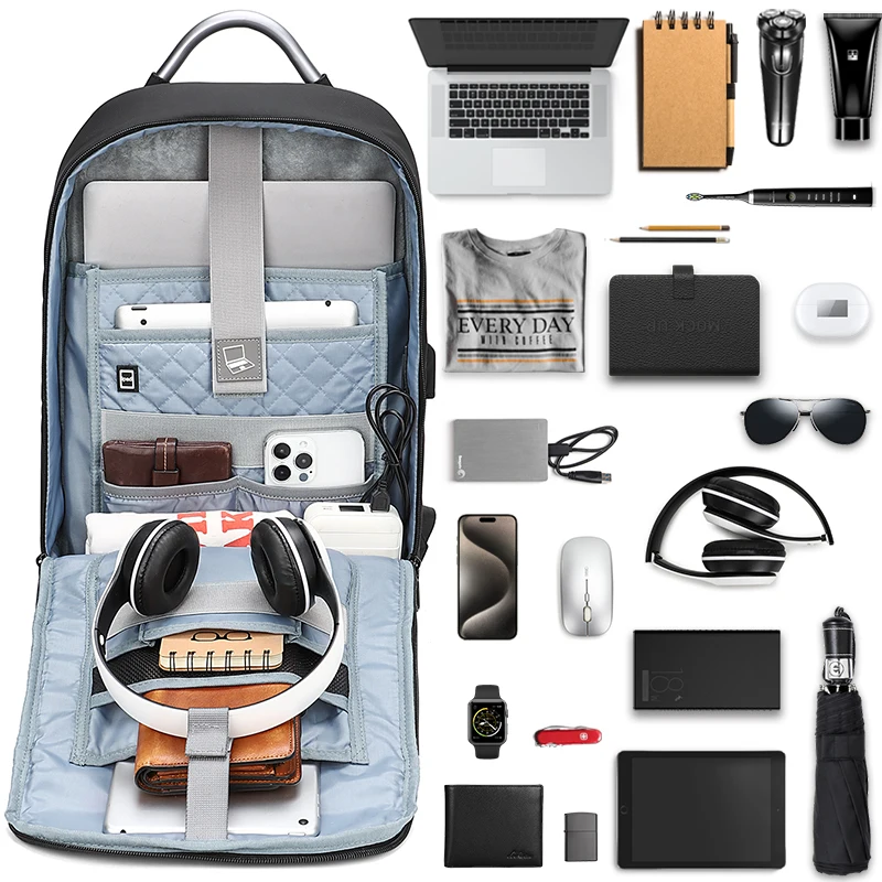 

Men's Travel Laptop Backpack with USB Charging Port Expandable Business Large Capacity School Backpack for Outdoor