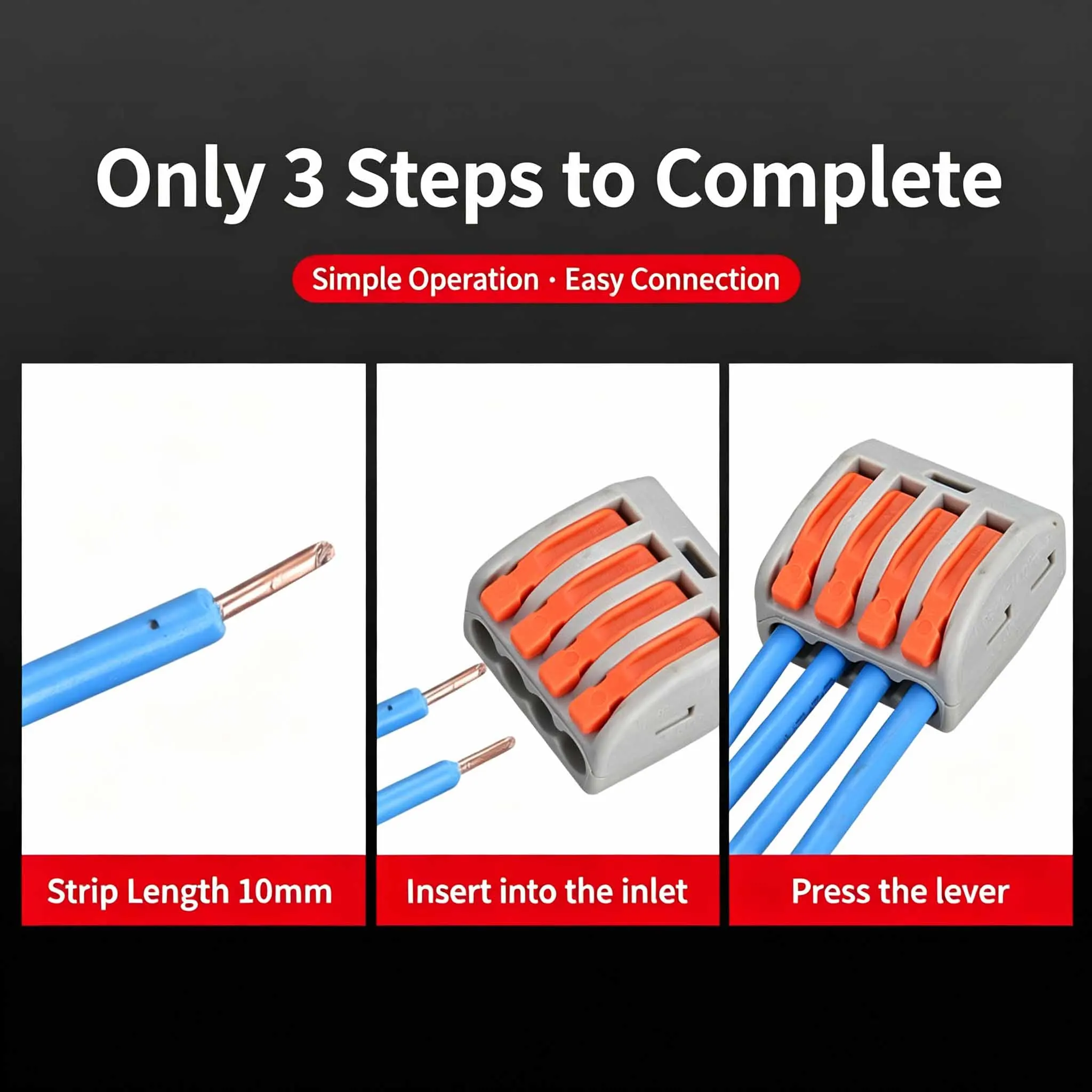 30/100Pcs Quick Push-in Wire Connector Universal Compact Electrical Terminal Block Mini Cage Spring Fast Wiring Cable Conductor