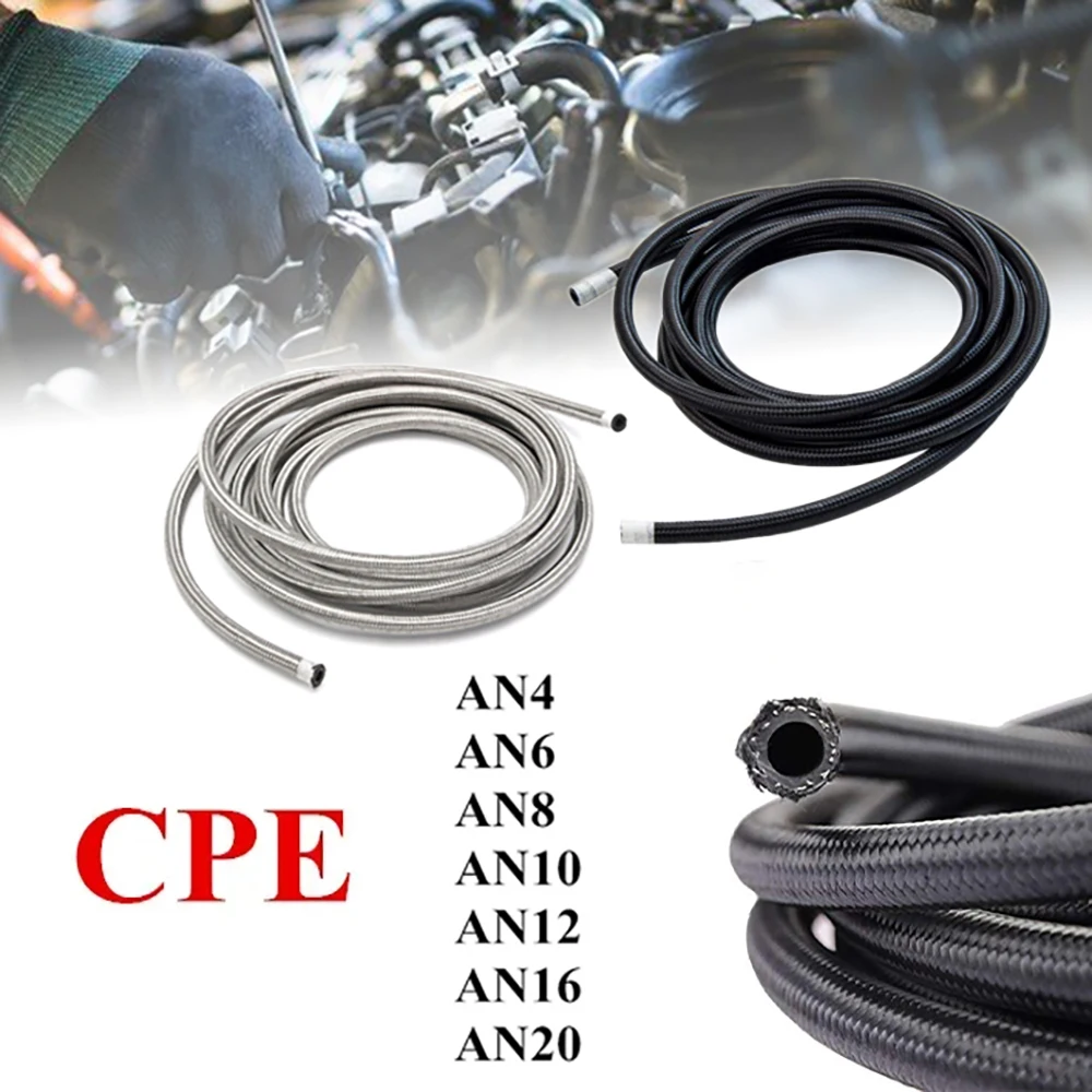 

AN4 AN6 AN8 AN10 AN12 AN16 AN20 Universal Car Fuel Hose Oil Gas Line Nylon Steel Braided Radiator Brake Hose CPE Pipe 1~10M