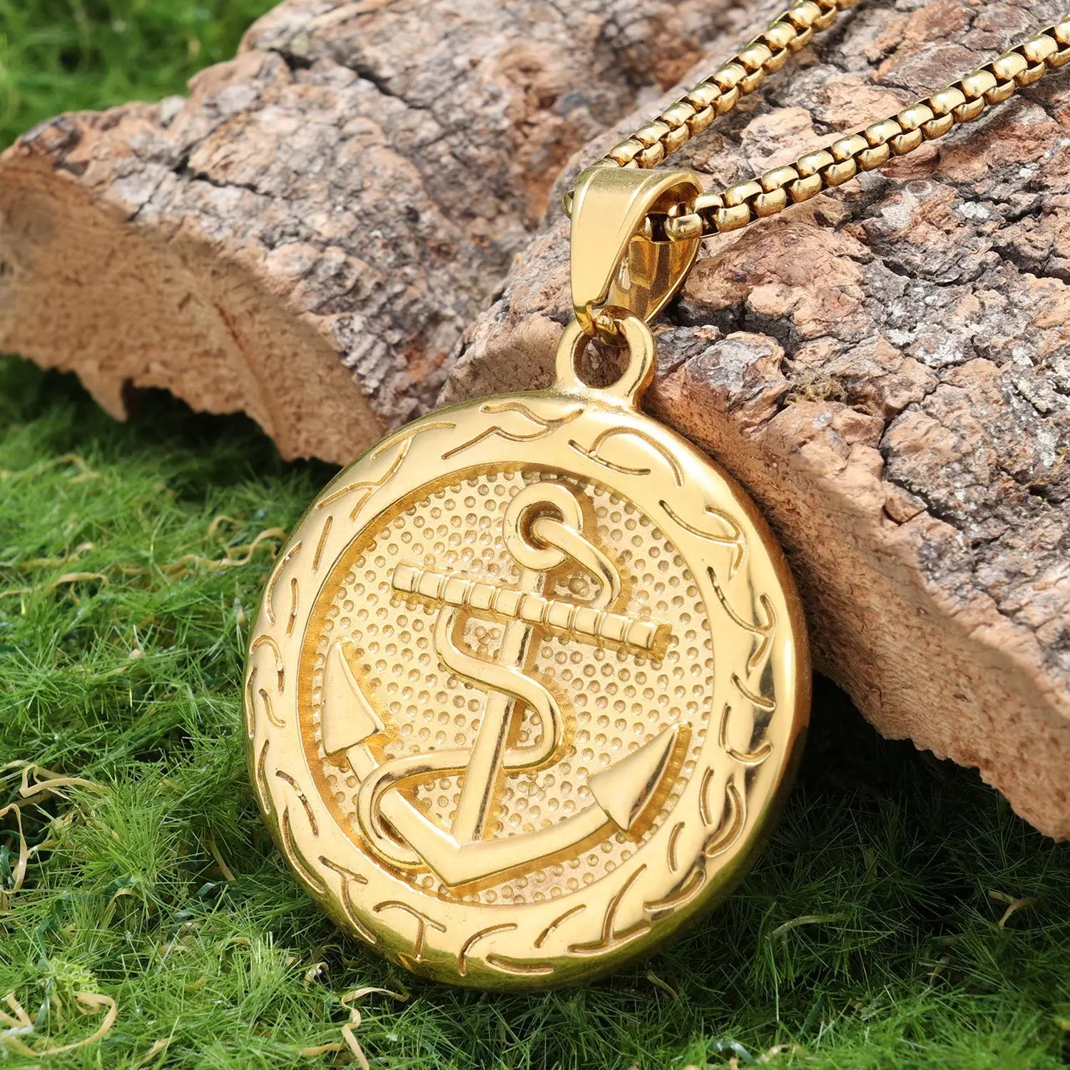 

Classic Stainless Steel Coin-Shaped Pirate Ship Anchor Pendant For Men And Women, Unique Punk Style Stainless Steel Jewelry.
