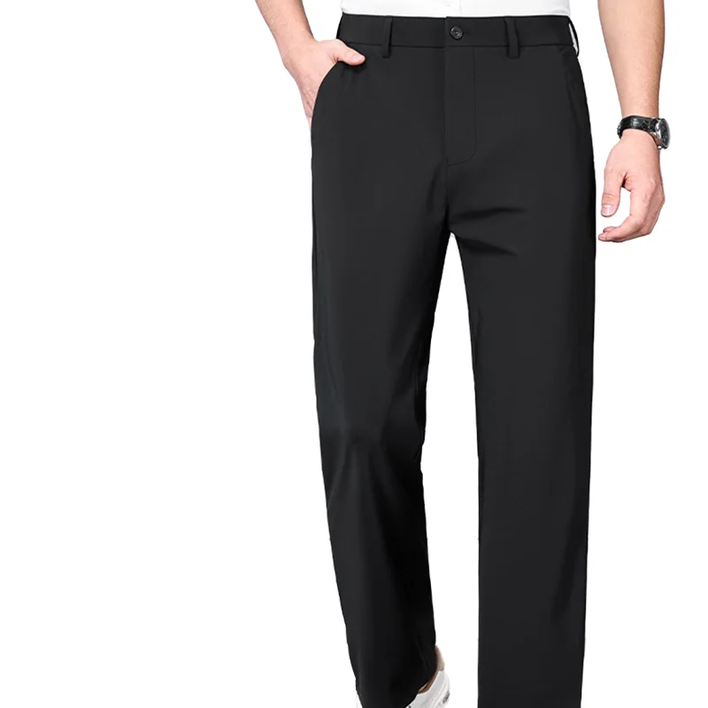 

Men's Trendy Suit Trousers - New Solid Color Nylon Blend High-Stretch Business Casual Pants for Commuting & Comfortable Work