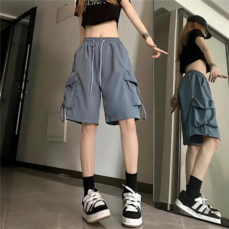 Qui Dry Sports orts Women's Summer Outdoor Wear 2025 New Workwear Loose Casual plus Size Five Sixths Pants