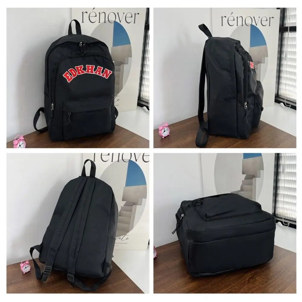 Solid Color School Bags Simple Zipper Large Capacity Students Bookbag Waterproof Shoulder Bag Students