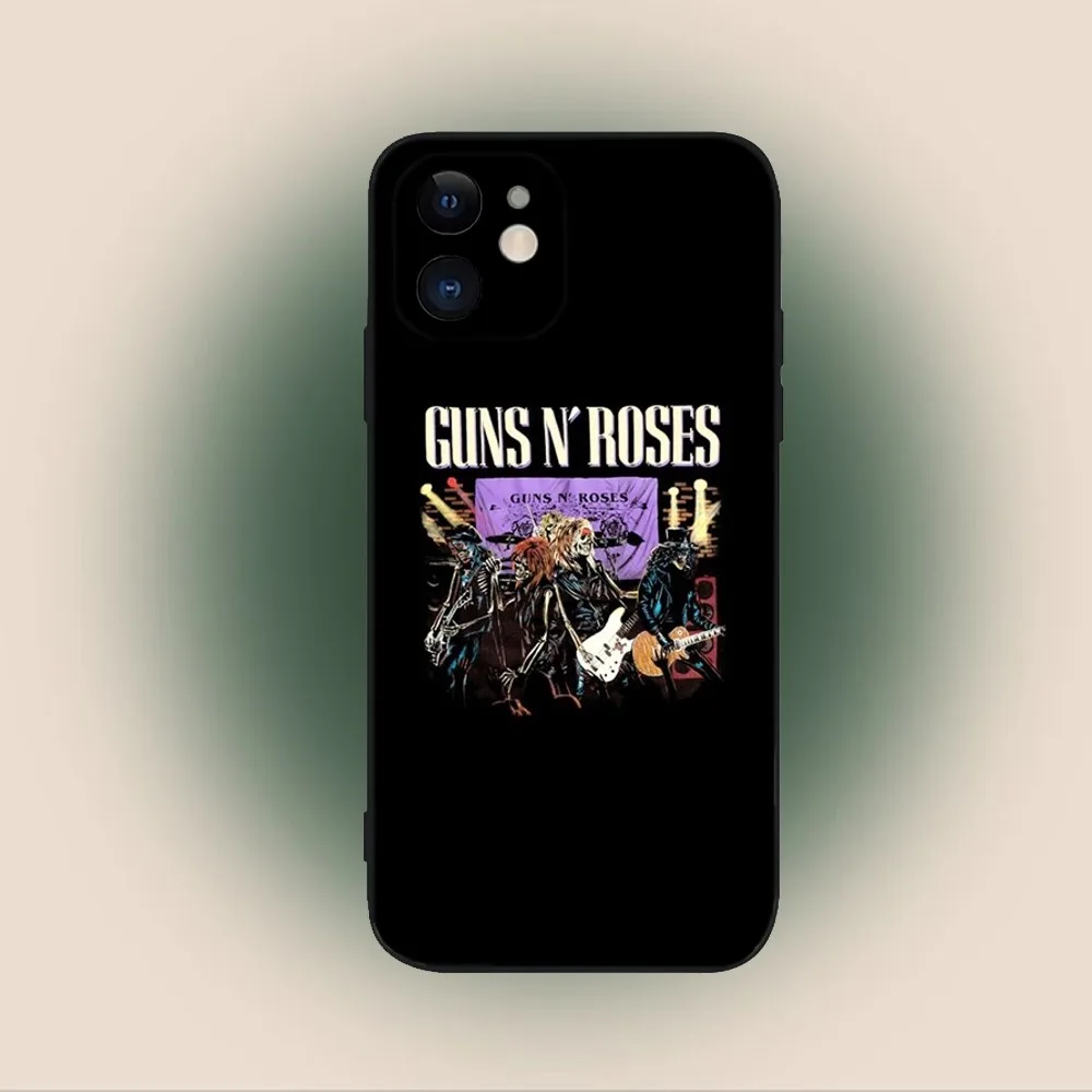 Guns N Roses Band Phone Case For iPhone 15,14,13,12,11,Plus,Pro Max,XS,X,XR,SE,Mini,8,7 Soft Silicone Black Cover