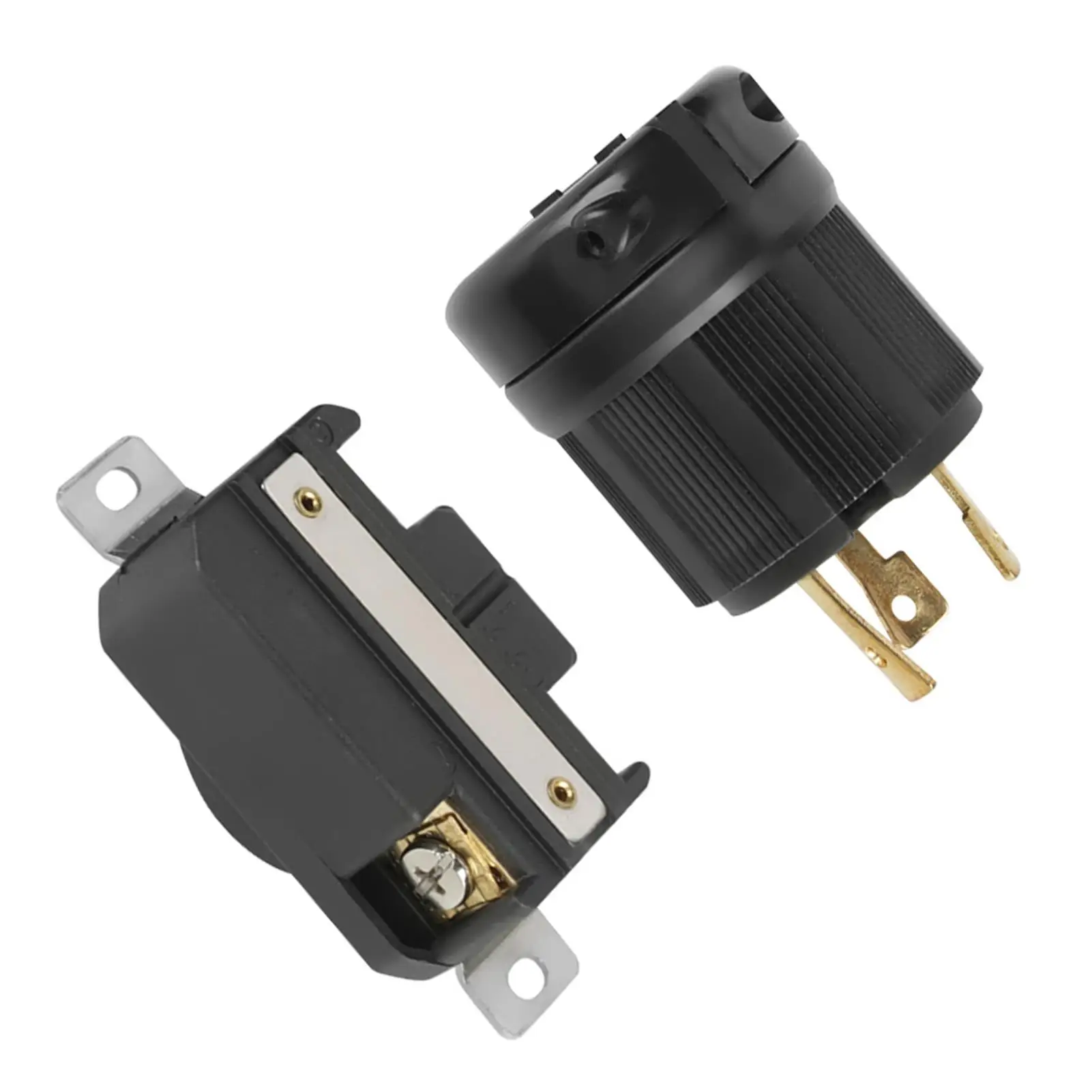 30A 250V NEMA L6-30 Twist Lock Electrical Plug & Receptacle Connector - Male & Female 3 Pin Set