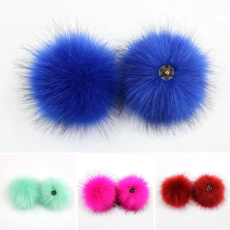 

3Pcs/Set 10cm DIY Colorful Furry Pom Pom Ball with Press Button Removable Fluffy Pompom for Hat Shoes Scarf Accessories Dropship