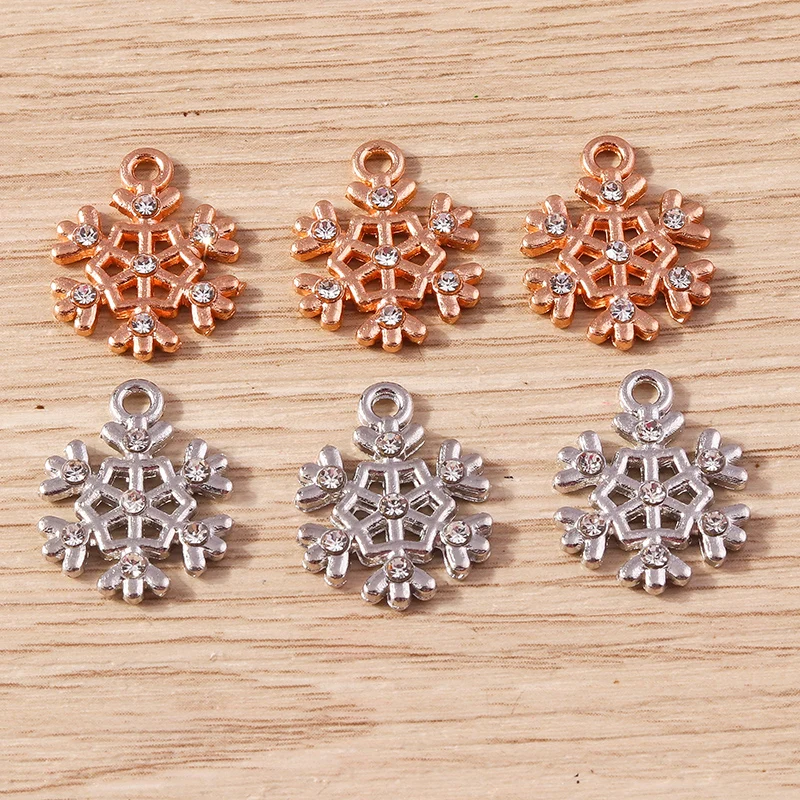 10 Stück 15x18mm Niedliche Legierungs-Weihnachtsschneeflocken-Anhänger für Schmuckherstellung, Ohrhänger, Halsketten, Armbänder, DIY-Handwerk, Geschenk – Detail 2
