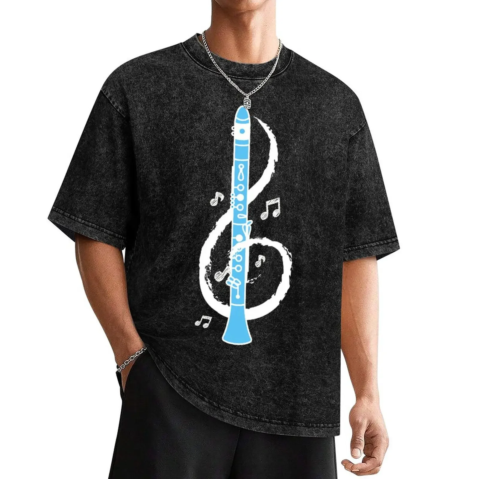 Musical Clarinet Treble Clef T-Shirt vintage man clothes Aesthetic clothing shirts graphic tees outfits for men