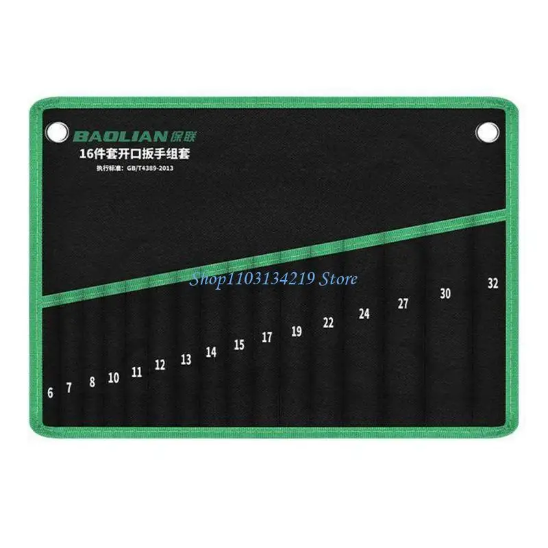 N5KC Canvas Wrench Roll-Up with Labeled Slots and Reinforced Edges for Auto Repair, Garage Storage, and Daily Use