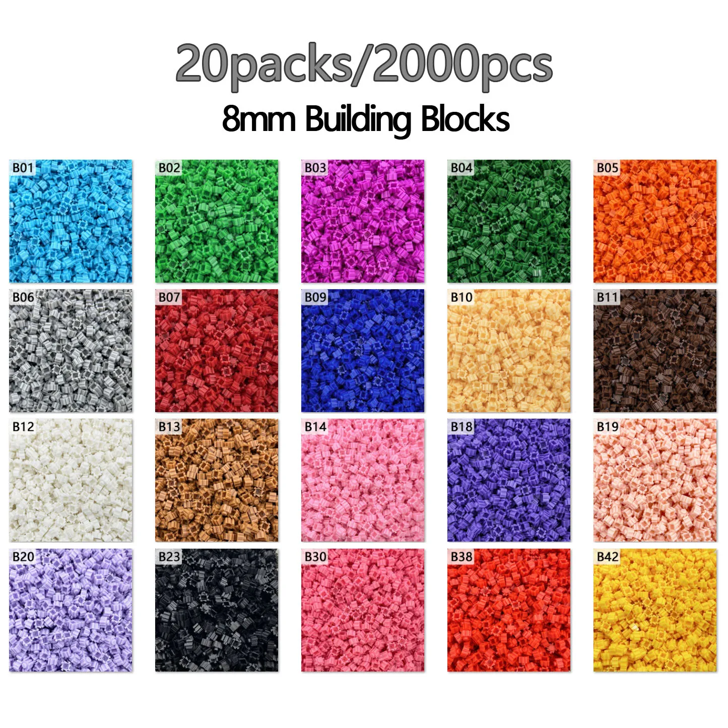 40colors 8*8mm Pixel Art Puzzle Micro Diamond Building Blocks DIY 3D Small Brick For Children\'s Toy Educational Kids