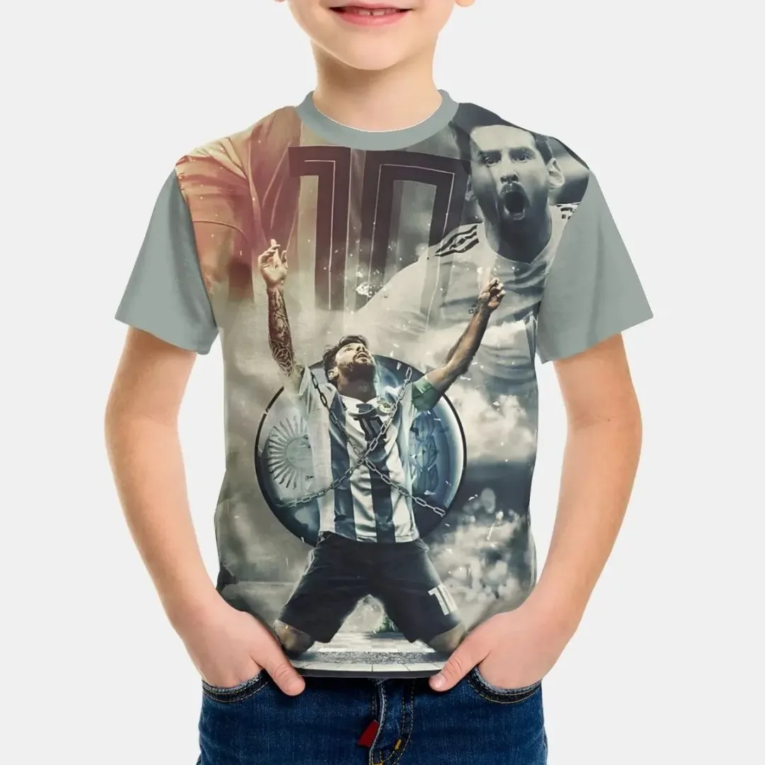 

2025 Summer New Football Star No. 10 printed children's T-shirt, Adult men's and women's T-shirt