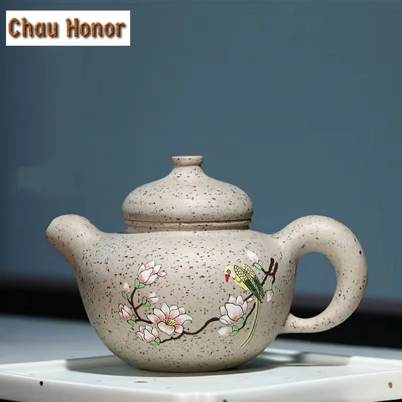 

300ml Yixing Purple Clay Teapots Handmade Flower And Bird Pot Raw Ore Section Mud Tea Maker Kettle Zisha Tea Set Tableware Gifts