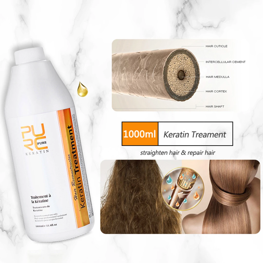 PURC 300ML Smoothing Shampoo Hair Care And Brazilian Keratin Hair Treatment Products 1000ml Keratin Hair Straightening Cream