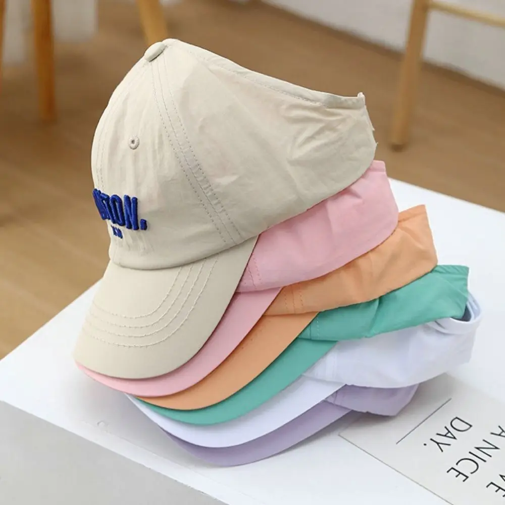 Korean Style Half Empty Top Hat Letter Embroidery Quick-dry Summer Sunhat Anti-UV Sun Hat No Top Beach Hat Children's Visor Hat