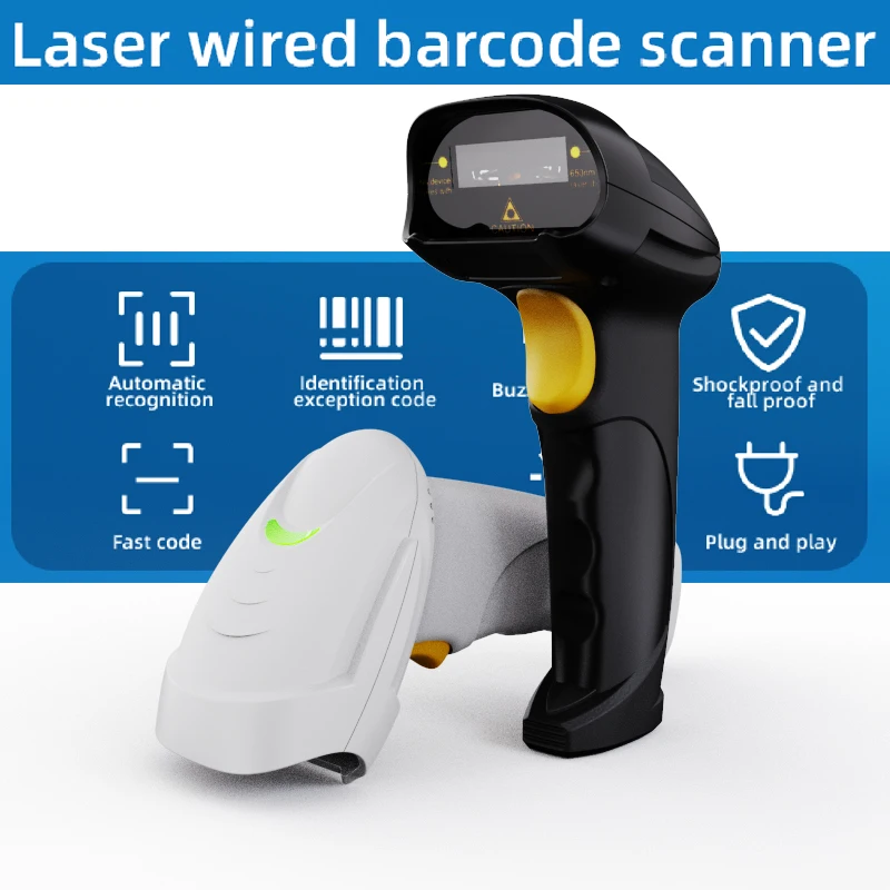 

Wired Laser Barcode Scanner Handheld 1D/2D QR Bar Code Reader for IOS Android IPAD